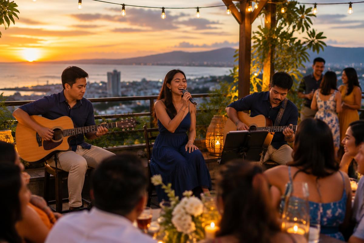 Live acoustic band performing at a Cebu celebration